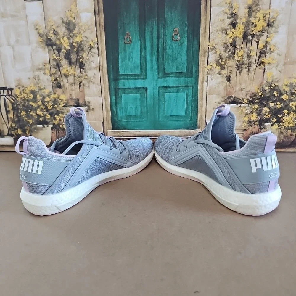 PUMA MEGA‎ NRGY HEATHER KNIT Women's Gray/Pink Running Sneaker SZ 10, 19109604